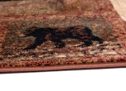 Masada Masada Rugs Kodiak Collection 2'x7' Cabin/Lodge Area Rug Runner with Bear and Cub Scene