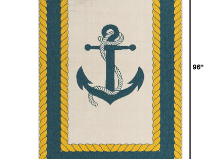 Unique Loom Outdoor Coastal Collection Area Rug - Anchor (5' 3" x 8' Rectangle, Ivory/ Yellow)