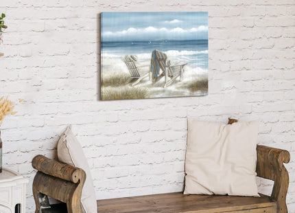 Relaxing Abstract Coastal Beach Chair Canvas Wall Art Seaside Ocean Wave Picture Print Painting Artwork Decor for Bedroom Living Room