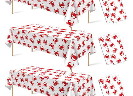 Hauwellter 6 Pack Crab Boil Party Tablecloth, Plastic Disposable Crab Table Cover Rectangle Table Cloth for Summer Birthday Seafood Boil Party Supplies Dining Kitchen Centerpiece, 108x54 Inch