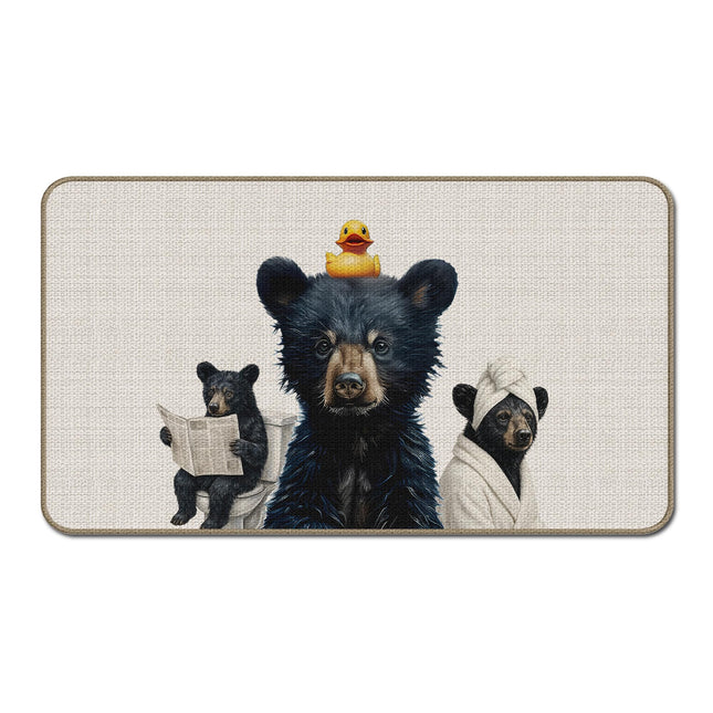 GTYNU Funny Black Bear Bathroom Decor Doormat,Black Bear Gifts for Kids Women,Bears Bathroom Decor,Bears Decorations,Funny Animal Doormat,Wild Animal Shower Room Door Mats 17x30 Inch