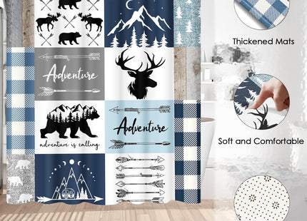 Pamnest Shower Curtain Set 4 Pieces Moose Bear Bathroom Sets