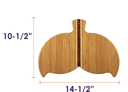 Totally Bamboo Whale Tail Shaped Bamboo Serving and Cutting Board, 14-1/2" x 10-1/2"