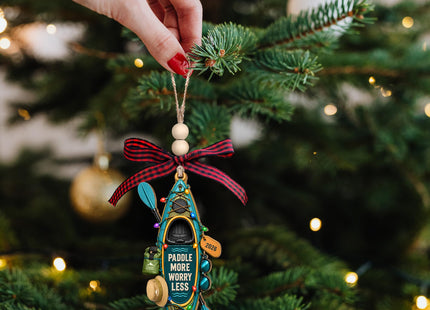 Kayak Ornament 2026 - Kayaker Gifts - Canoe Rowing Paddle Board Ornament