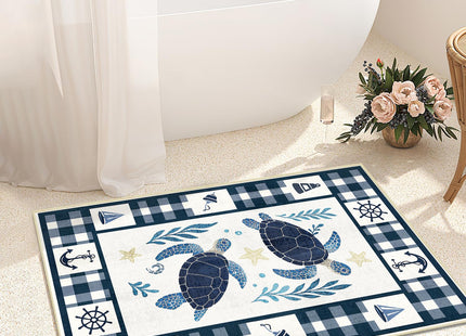 Coastal Rug 2x3 Nautical Sea Turtle Entryway Rug Ocean Doormat