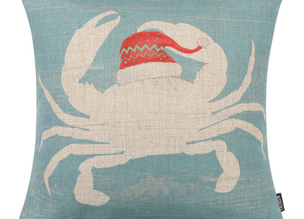 TRENDIN Beach Christmas Pillow Cover 18X18 for Couch Sea Ocean Decor Crab Square Linen Cushion Case Sofa Home Decorations PL1105TR