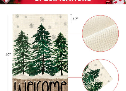 AVOIN colorlife Welcome Pine Tree Christmas Winter House Flag 28x40 Inch
