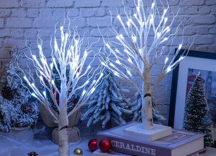 BDUSXYZ 4pcs 36LED Lighted Birch Tree Home Decor - White Birch Tree with Lights Money Tree Wedding Centerpieces Artificial Branches Table (White)