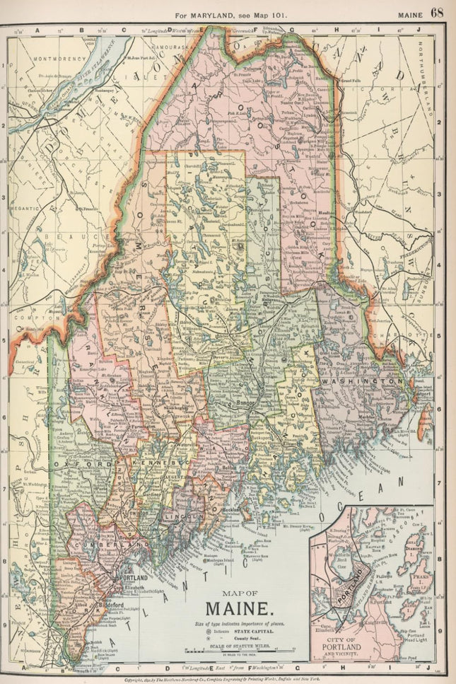 Maine Map Journal: Vintage 1894 Map of Maine Notebook (Blank Lined Journal, 6"x9" Lined Pages, 120 pages)