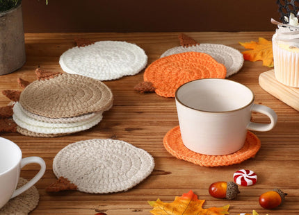 12 Pcs 4 Inch Fall Crochet Coasters, Thanksgiving Pumpkin