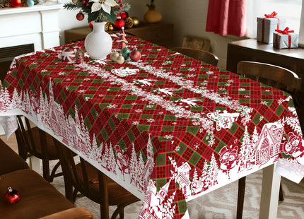 Arquiel Christmas Tablecloth 60 x 120 in Rectangular, Santa Reindeer Print