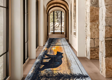Yoozitrees Bear Runner Rugs for Hallway 2x6, Rustic Forest Sunset Landscape Runners for Hallways, Cabin Lodge Farmhouse Runner Rug Non Slip Soft - Bear Home Decor