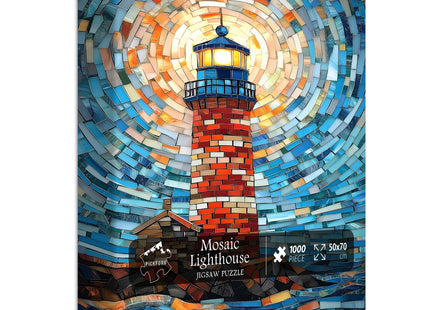 Mosaic Lighthouse Puzzles for Adults 1000 Piece, Stained Glass Beach Ocean Puzzle Hard Impossible Difficult, Colorful Lighthouse Scenic Jigsaw Puzzles Challenge