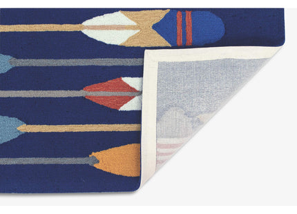 Liora Manne FRONTPORCH Indoor/Outdoor Hand Tufted Durable Area Rug - Traditional Nautical Ocean Decorative (Paddles Navy) (2' x 3')