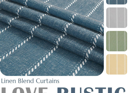jinchan Linen Striped Tier Curtains for Kitchen Windows Nautical