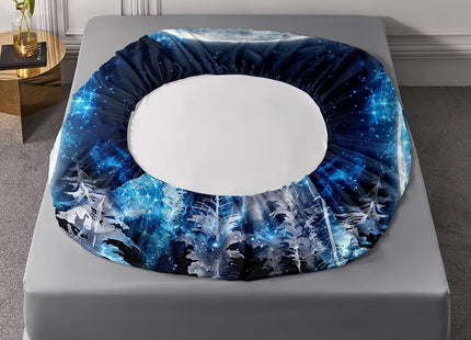 AILONEN Boys Wolf Fitted Sheet Set Full, Blue Starry Moon Bed Sheet for Kids Teen, Ice Howling Forest Printed Wildlife Soft Sheet With 2 Pillowcases, 3Pcs