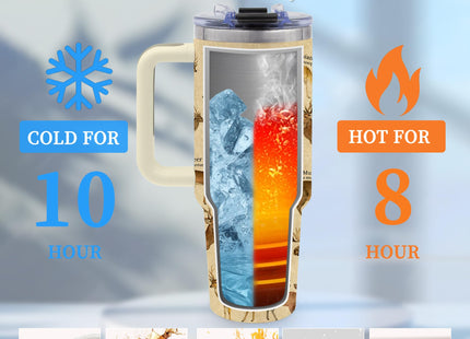 TNASURHUS 40oz Tumbler with Handle, Deer Gifts for Men Dad Boyfriend