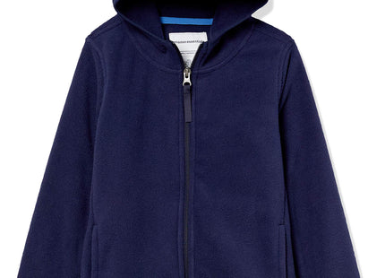 Amazon Essentials Boys' Polar Fleece Full-Zip Hooded Long Sleeve Insulated Coat Jacket, Night Navy, Large