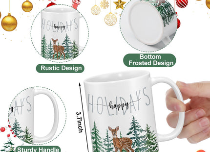 Didaey 6 Pcs Christmas Tree Mugs Winter Reindeer and Pine Tree Ceramic Cup