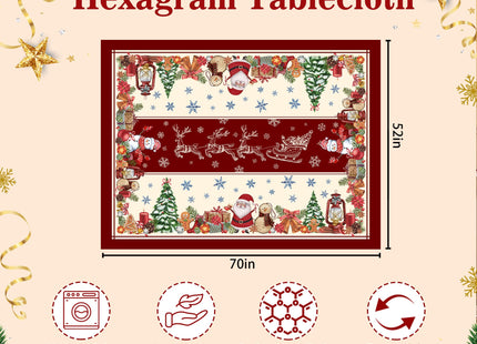 Hexagram Christmas Tablecloth Rectangle 52x70 Inch, Red Snowman Tablecloth