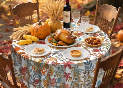 60In Fall Tablecloth Maple Leaf Table Cover Waterproof and Wrinkle-Free