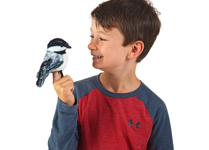 Folkmanis Mini Chickadee Finger Puppet, White; Black;gray