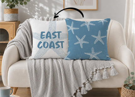 HIWX Coastal Beach East Coast Starfish Pillow Covers 18x18 Double-Sided, Coastal Beach Room Decor, Blue Ocean Beachy Decorative Pillow Covers for Couch Bed Home Bedroom Living Room Decor