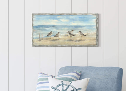 Lazy Ocean Coastal Wooden Framed Wall Art: Seascape Art Nautical Artwork for Living Room in Multiple Style & Sizes