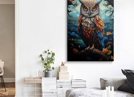 Framed Owl Canvas Wall Art Woodland Forest Wildlife Home Decor 16x24 Inches