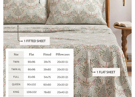 Great Bay Home Christmas Flannel Sheet Set Twin Size - 100% Turkish Cotton, Double-Brushed, Winter Bed Sheets - Ultra-Soft, Cozy, 3-Piece Holiday Bedding Set (Woodland Deer)
