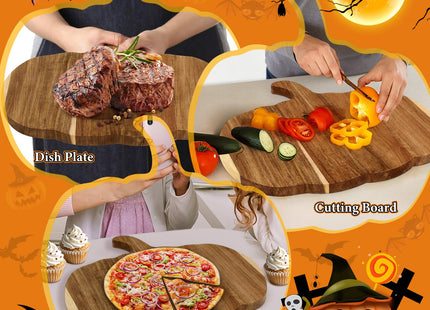 Halloween Pumpkin Wood Cutting Board, Halloween Kitchen Pumpkin Decor Wood Cutting Boards, 12"L x 13"W Charcuterie Board.