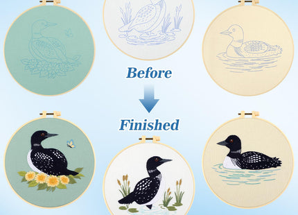 Mindsoft 3 Set Needlepoint Kit for Beginners with Hoop,Loon