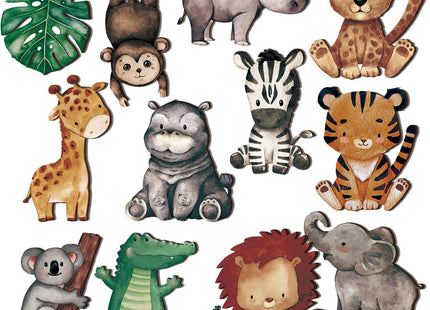 Geetery 12 Pcs Wooden Safari Woodland Animal Cutouts