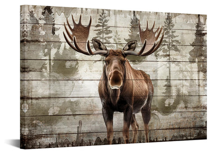iKNOW FOTO Moose Canvas Wall Art 16x24 Modern Rustic Wildlife Print
