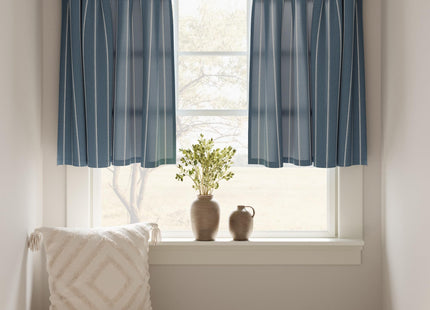 jinchan Linen Striped Tier Curtains for Kitchen Windows Nautical