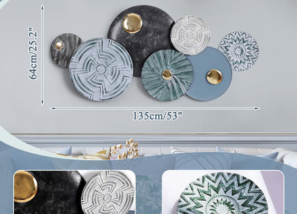 Metal Geometric Round Wall Art Coastal Nautical 3D Wall Decor 53"x25"