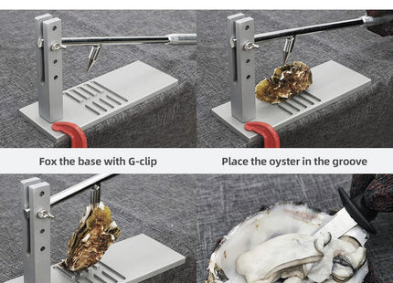 Stainless Steel Oyster Shucker Tool,Portable Oyster Shucking Knife,Easy to Use Oyster Knife,Oyster Opener Machine for Home Use,Including Two Oyster Shucking Knife,a pair of Glove and one G-Clamp.