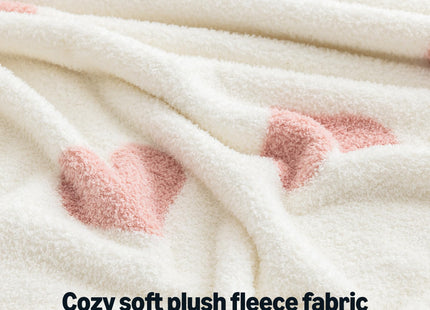 Amazon Basics Fleece Throw Blanket, Reversible Decorative Hearted Pattern for the Bed, Couch and Sofa, 60" W × 80" L, Pink Heart