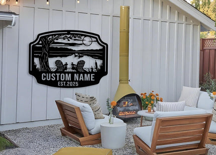 Personalized Lake House Metal Sign, Forest Lake Decor, Custom Lake House Name Sign, Outdoor Camping Plaque, Front Porch Decor,Cabin Sign (Style-6)