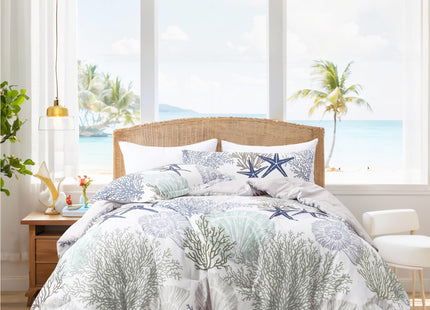Tritard Coastal Comforter Set King Size 3 Piece, Soft Beach Themed Comforter, Ocean Nautical Lightweight Bedding Sets for All Seasons, (1 Reversible Comforter and 2 Pillow Shams), 104''x90'', C2