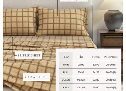 Great Bay Home 4 Piece 100% Turkish Cotton Queen Winter Lodge Flannel Sheet Set | Cotton Printed Bedding Sheets & Pillowcases | Double-Brushed Flannel Bed Sheets (Full, Snow)