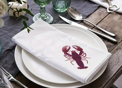 EmbroideryLinen.VN Cotton Cloth Tea Napkins Set of 4, Lobster