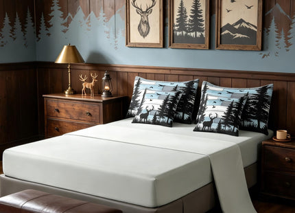 Feelyou Hunting Deer Comforter Set Cabin Bedding Set Queen Size 7 Pieces