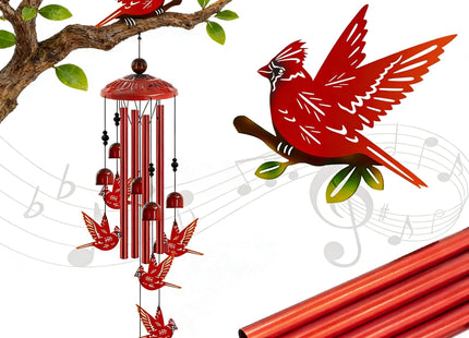 Cardinal Wind Chimes for Outside, 35" Cardinal Gifts for Women