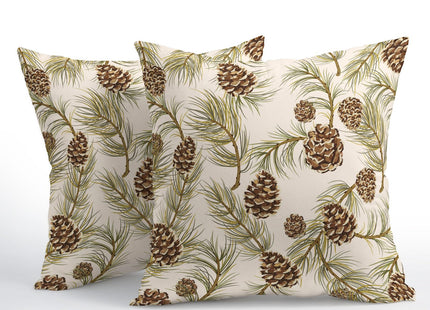 Ancordivo Winter Pine Cone Pillow Covers 18x18 Inch Set of 2 Christmas Theme Pinecone Plant Outdoor Throw Pillows Rustic Xmas Holiday Pillowcases for Couch Sofa Bed Home Decor