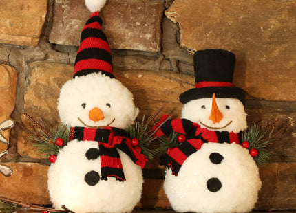 winemana Christmas Table Decorations, Set of 2 Snowman with Pine Cone Twigs, Winter Tabletop Decor for Indoor Home Kitchen Office Room Xmas Gifts Holiday Party (Red)