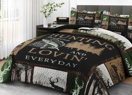 Pamnest Queen Quilt Set, 3 Pieces Cabin Deer Bedding, Bedspread
