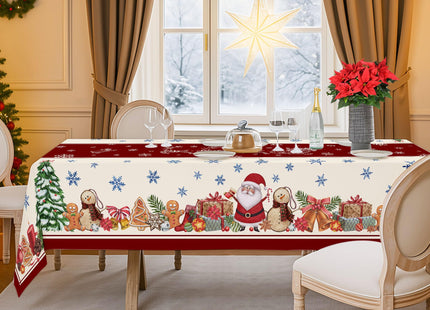 Hexagram Christmas Tablecloth Rectangle 52x70 Inch, Red Snowman Tablecloth