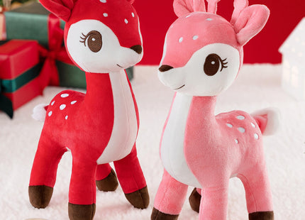 Lazada Christmas Plush Deer Stuffed Animal Pink Deer Plush Toy Baby Toys for Plump Tail 10 Inches Pink