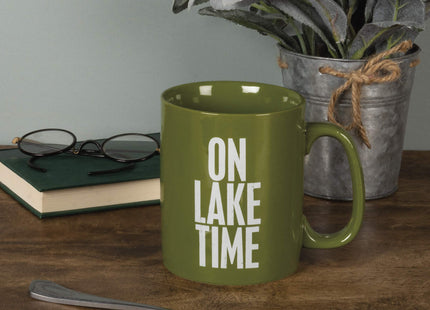 Primitives by Kathy 21675 Green Stoneware Coffee Mug, 20-Ounce, Lake Time